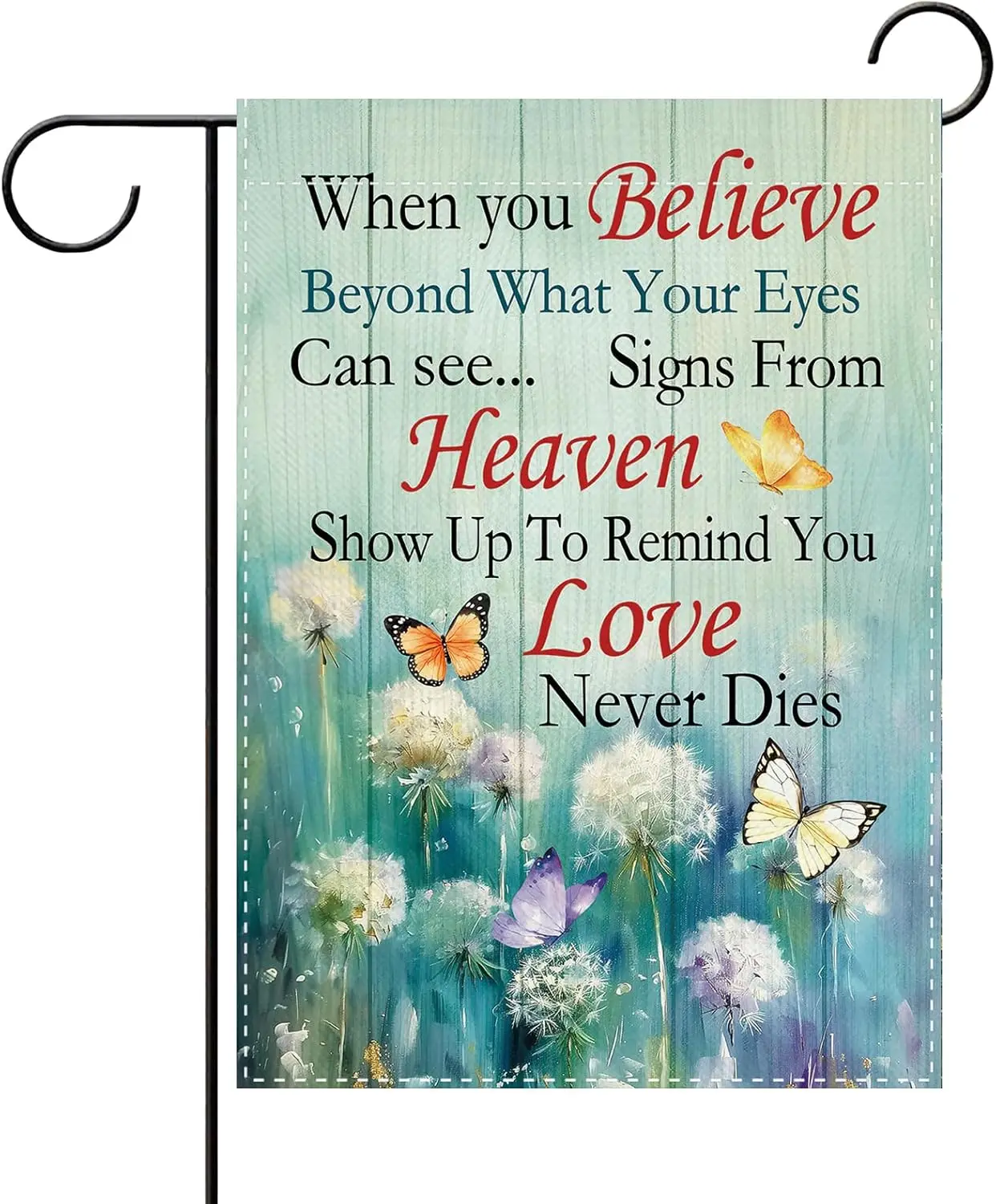Memorial Dandelion Flower Butterfly Decorative Garden Flag | Watercolor Floral Small Yard Outside Cemetery Decorations Sympa uui
