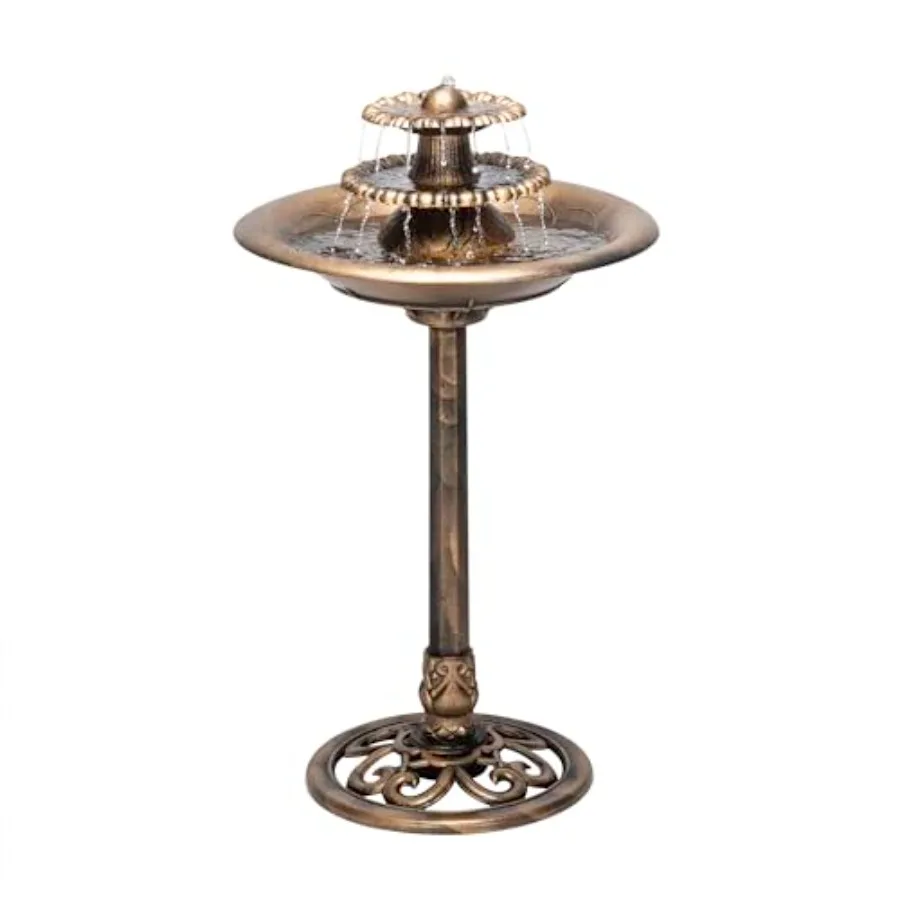 

TEC106-BZ 35" Tall 3-Tier Pedestal Water Fountain with Birdbath in Vintage Outdoor Garden Fountain for Yard, Patio, Deck Decora