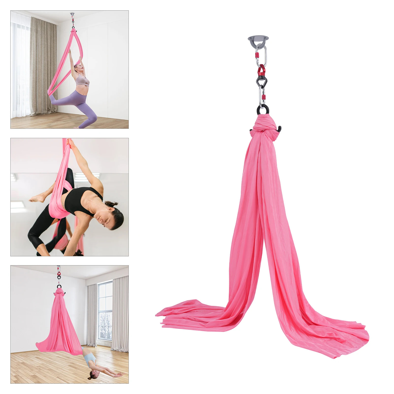 

1102lb Capacity Adjustable Straps Aerial Yoga Hammock with 2 Carabiners and 4 Expansion Screws for Home, Outdoors, Gym, Studio