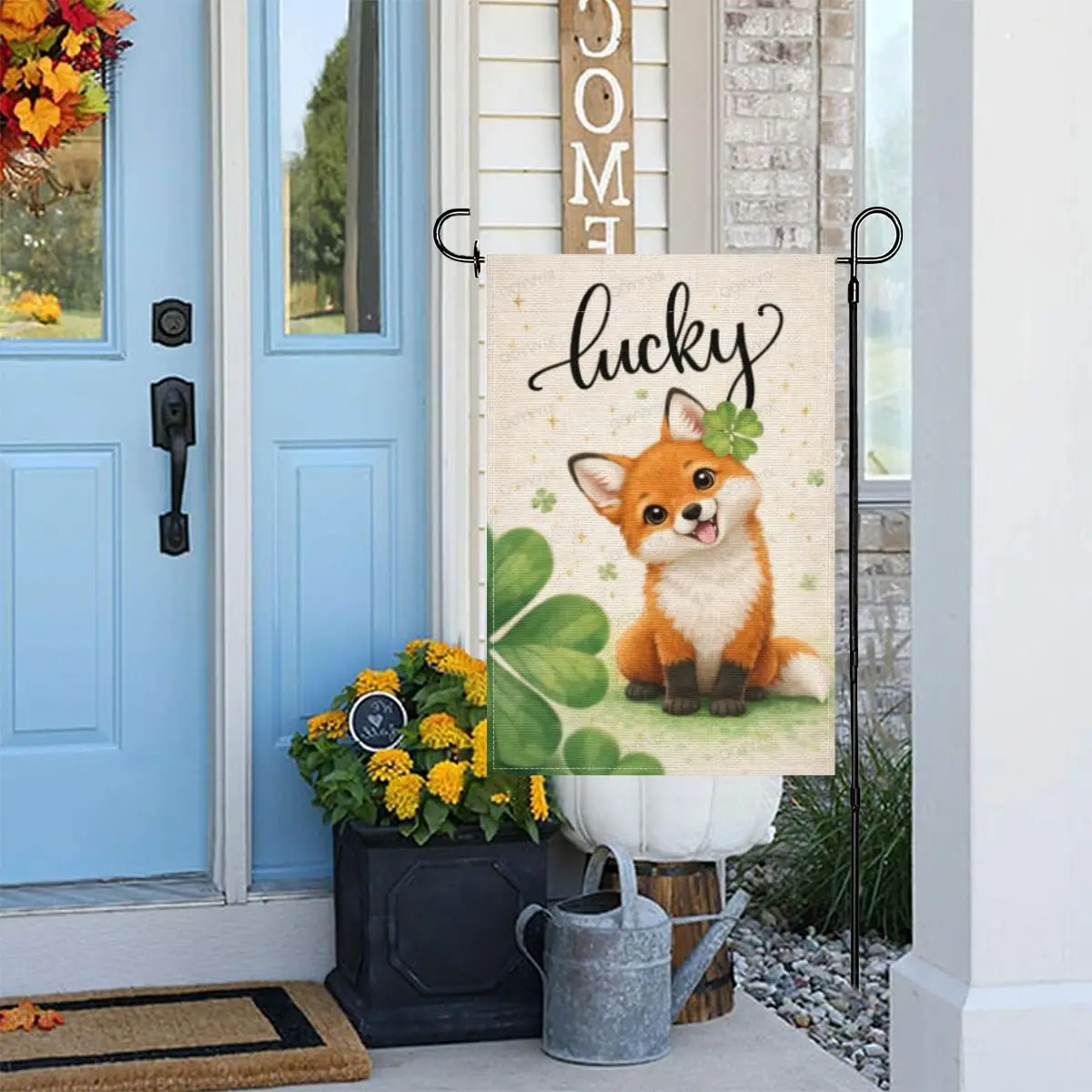 St. Patrick’s Day Garden Flag Lucky Fox Double Sided Outside Yard Decoration Small Yard Flag 12x18 Inch Porch Lawn Decor AAS