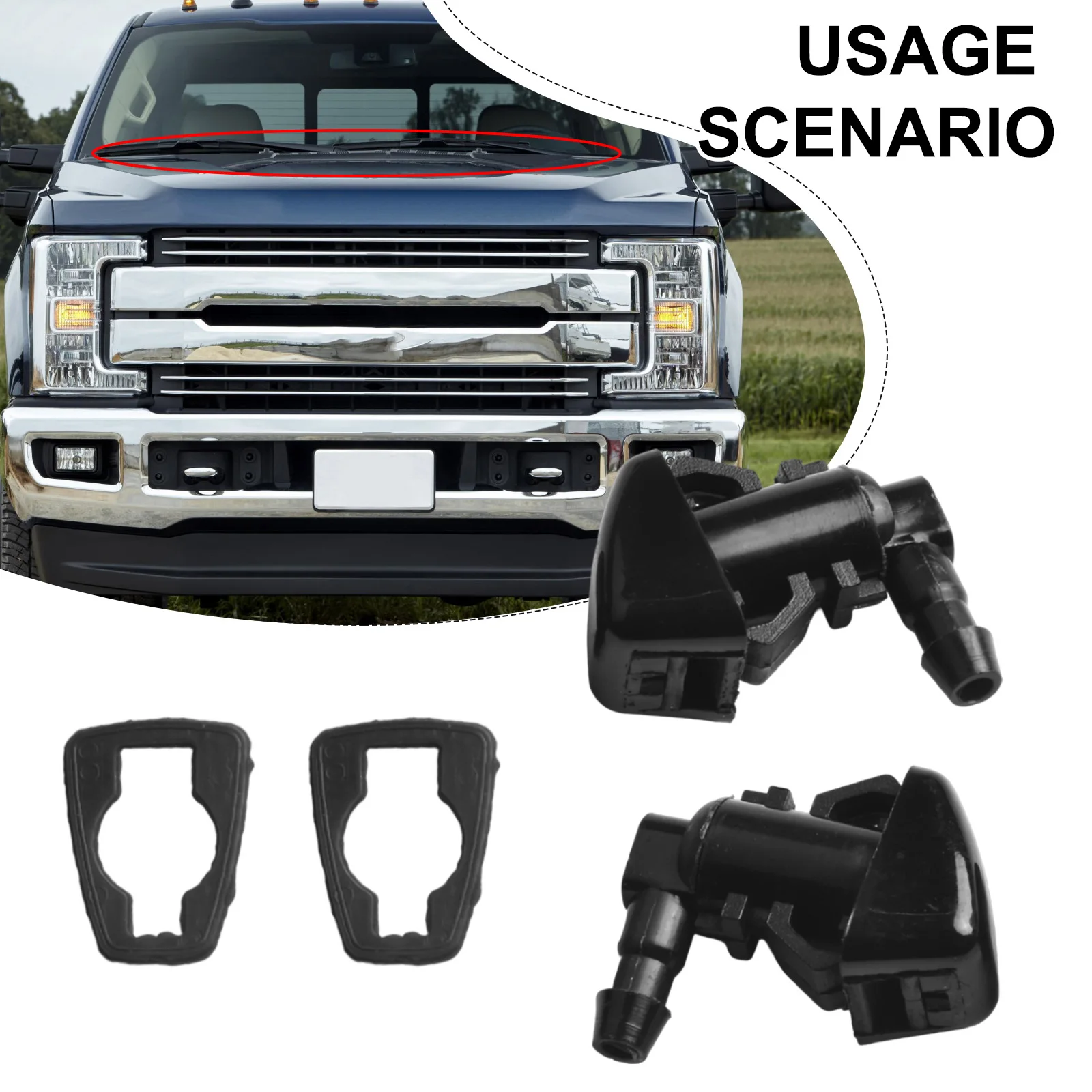

Washer Wiper Nozzle Replacement Windshield 2011-2016 Auto Black Car Cleaning F-250 F-350 F-550 Parts Practical