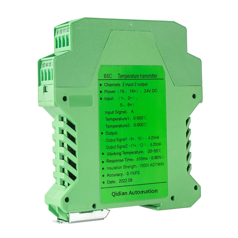 0-1300℃ K type 1 In 1 Out Temperature Signal Converter 0-1300℃ to 4-20mA 35mm DIN Rail Thermocouple Temperature Transmitter