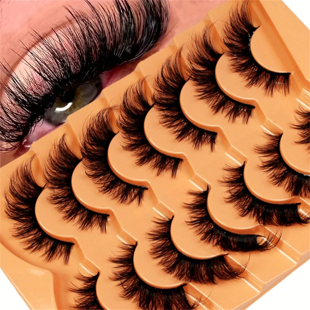 7 Pairs Cat Eye Lashes, Eye End Lengthening, Slender Curling Fluffy False Eyelashes