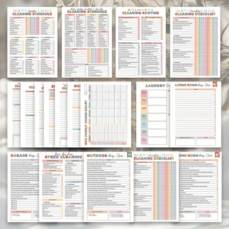 A5 ADHD Cleaning Planner Notebook, Guided Executive Function Workbook for Adults Teens, Daily Weekly Household Chore Checklist L