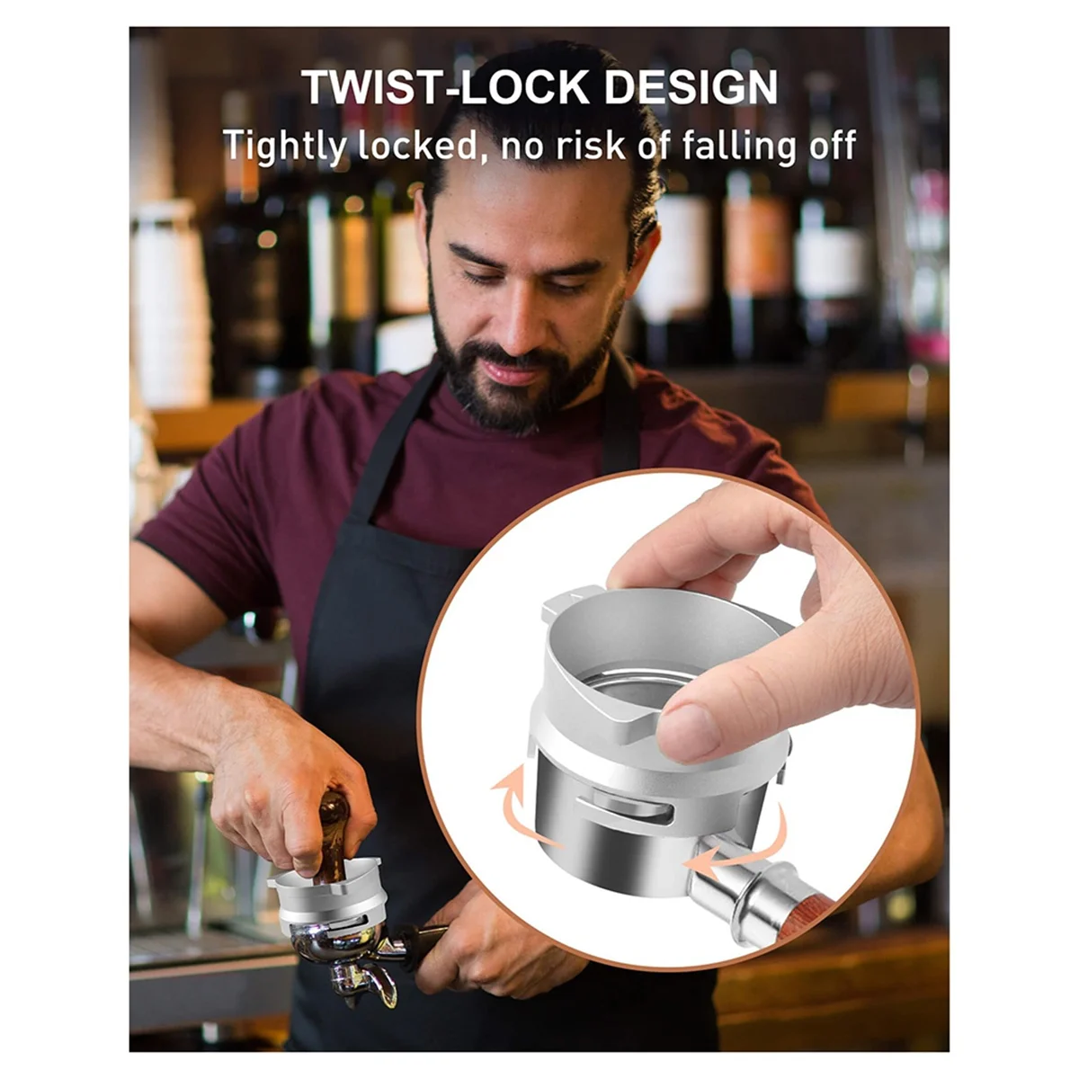 Embudo dosificador de café de 54mm, anillo dosificador de aluminio manos libres y accesorios de Espresso para Breville Barista portafiltros de 54mm