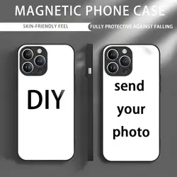 Customized DIY phone cases Phone Case For iPhone 16 15 14 13 12 11 X XR XS XSMAX 8 Plus Mini Pro Max Glass Magnetic Phone Case