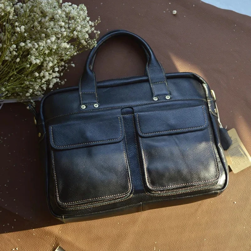 

AETOO Men's handbag leather document baotou layer cowhide large capacity computer bag cowhide senior sense official document bag