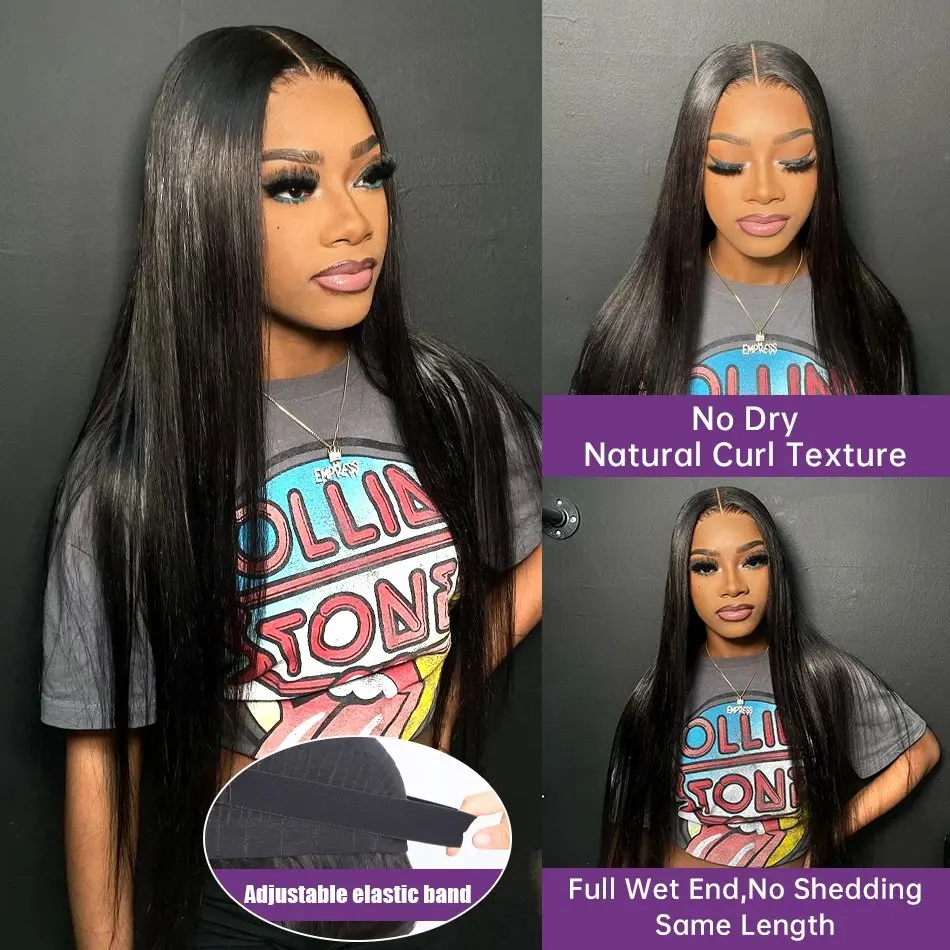 Natural Black 8 Inch 13X6 HD Lace Forehead Wig Human Hair 13x4 Straight Women's Pre-Plucked Closure 180 Density