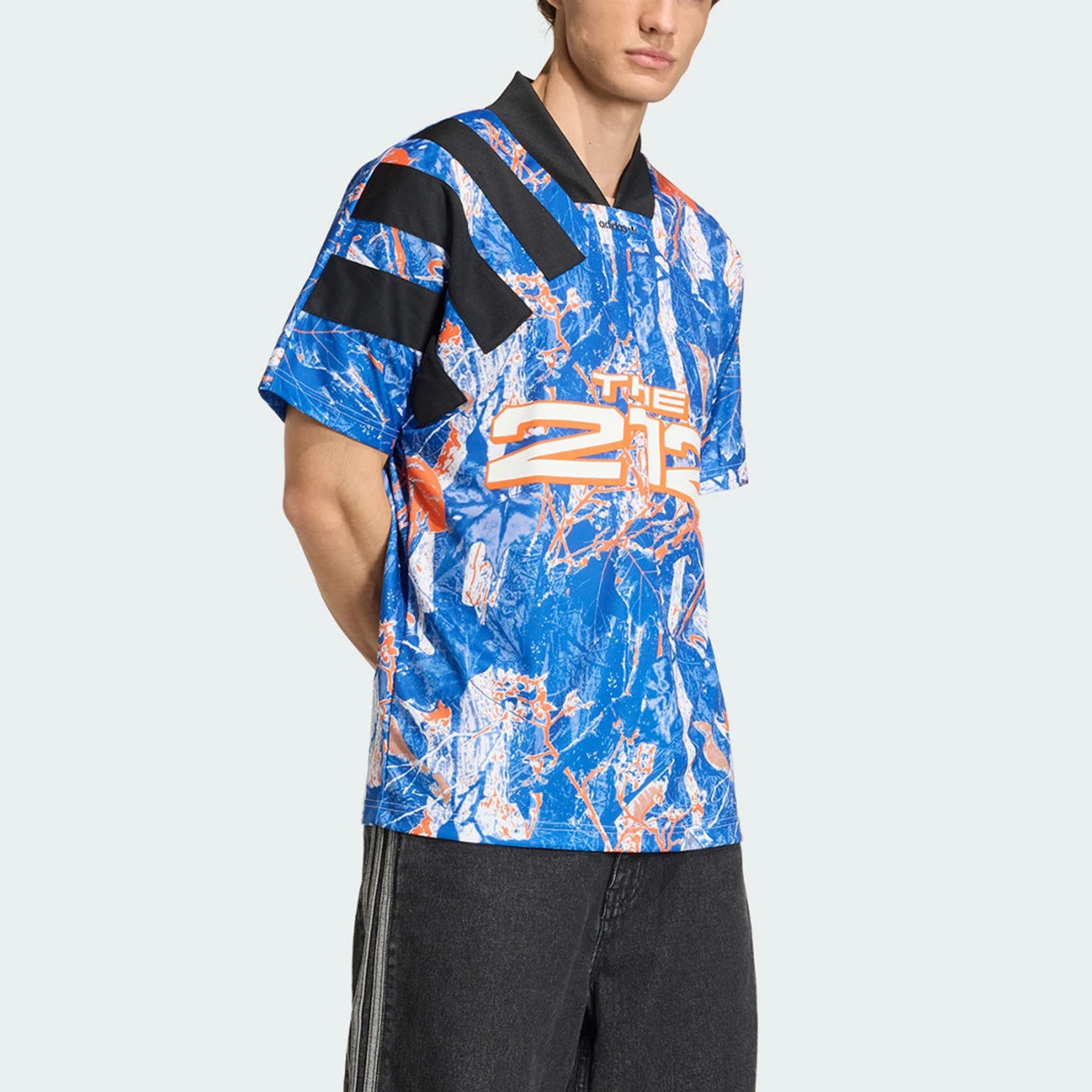 Adidas genuine clover new men's blue orange street short sleeved jersey KD8432