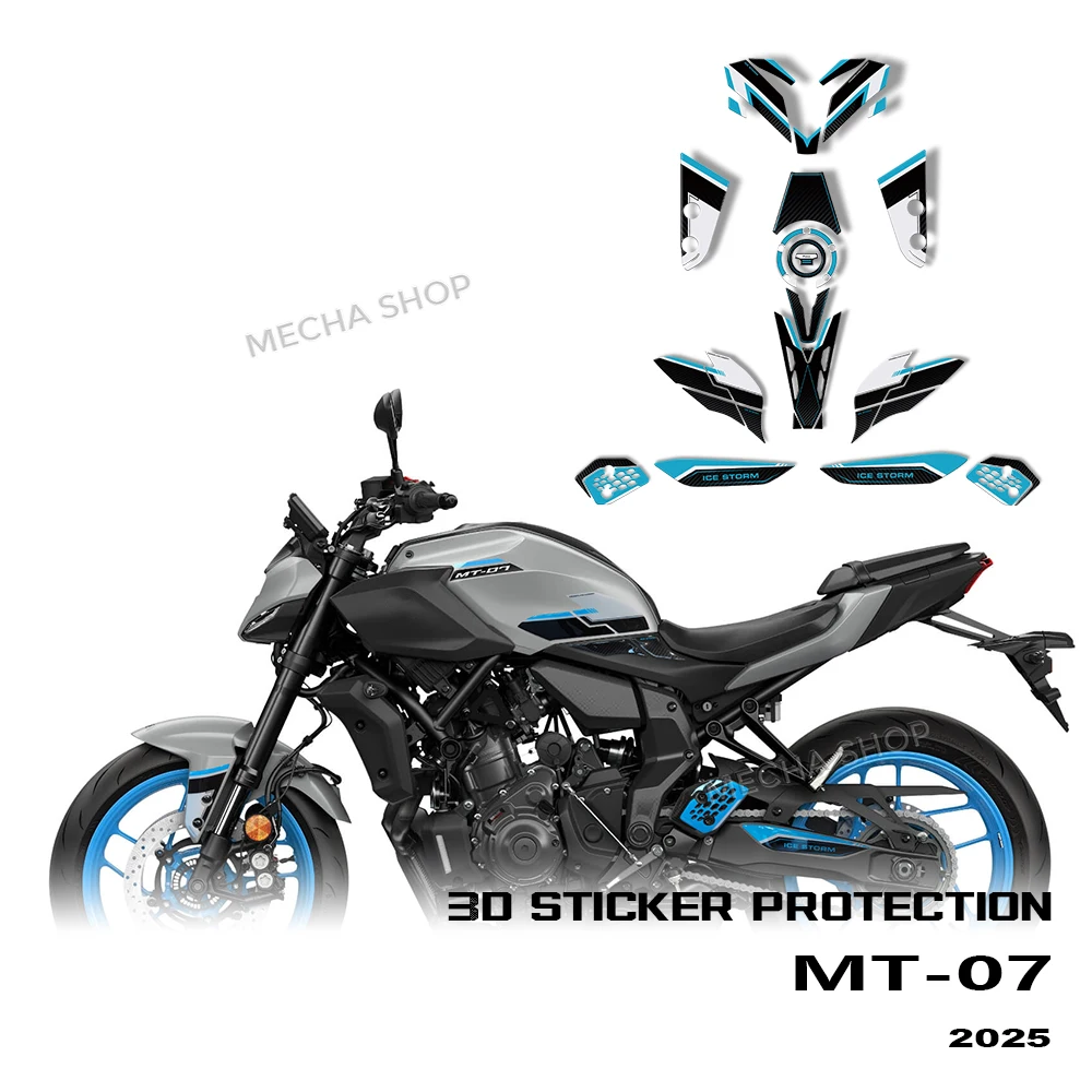 

For MT07 MT 07 2025 Motorcycle Accessories 3D Epoxy Resin Tank Pad Protection Kit Heel Area Body Decoration Decal Sticker