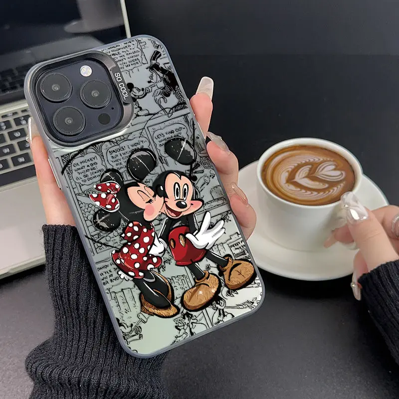 Disneys Mickeys Minnies Mouses Kiss Phone Case For iPhone 16 15 14 13 12 11ProMax 78Plus XR XS MAX MINI Y2K Soft Cute Back Cover