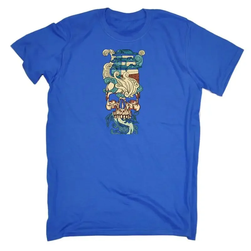 Temple Skull Koi Mens Funny Fashion T Shirt