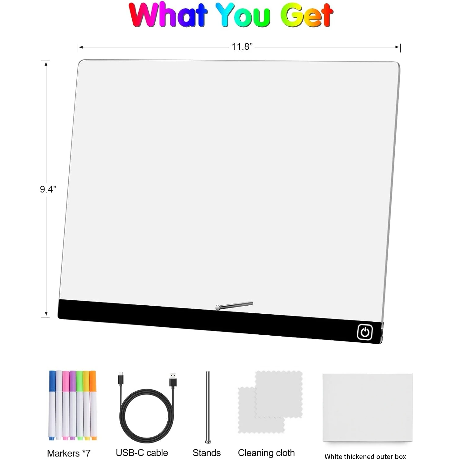 LED Note Board, 7 Colors Light Up Acrylic Dry Erase Drawing Board with 7 Markers, Night Light for Birthday Party Christmas Gift