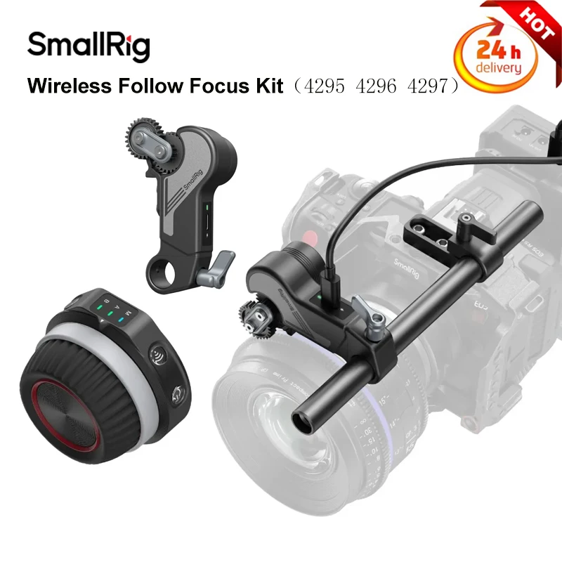 

SmallRig Wireless Follow Focus Kit (Lite) 4296, Wireless Receiver Motor (Lite) 4297,Wireless Handwheel Controller (Lite) 4295