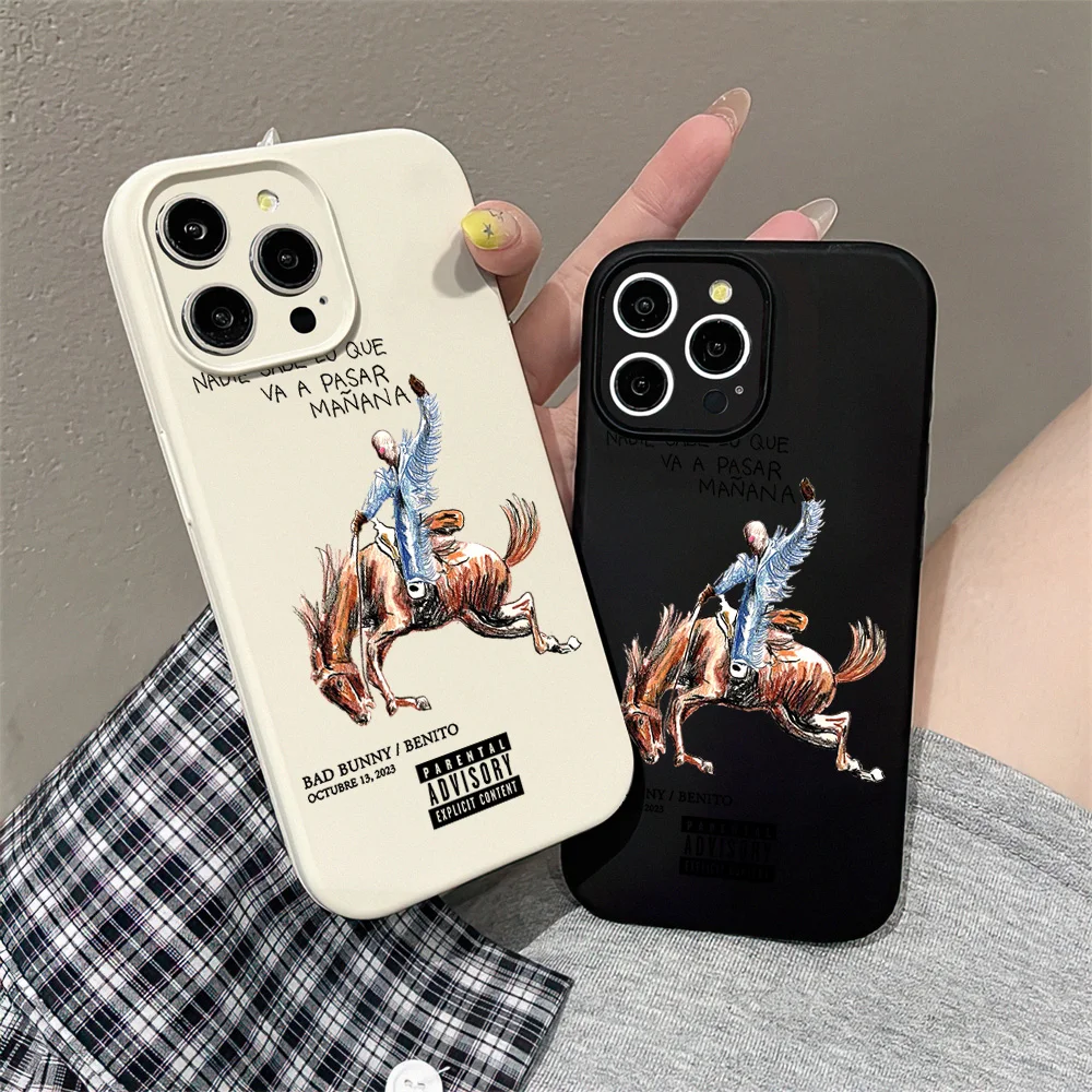 B-Bad Bunnys Album For Xiaomi 15 Redmi K PRO For Samsung S24 ULTRA PLUS Liquid Silicone Velvet All-Inclusive Soft Phone Case