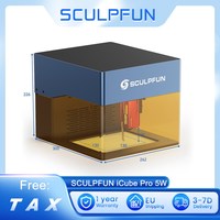 SCULPFUN iCube Pro 5W Laser Engraver, 130x130mm, 0.06mm Laser Spot 10000mm/min Engraving Speed 32-bit Motherboard App Connection