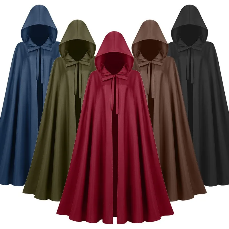 

Adult Halloween Costume Black Witch's Robe Men's Women's Death God Red Cloak Ethnic Stage Clothing Tunic Top