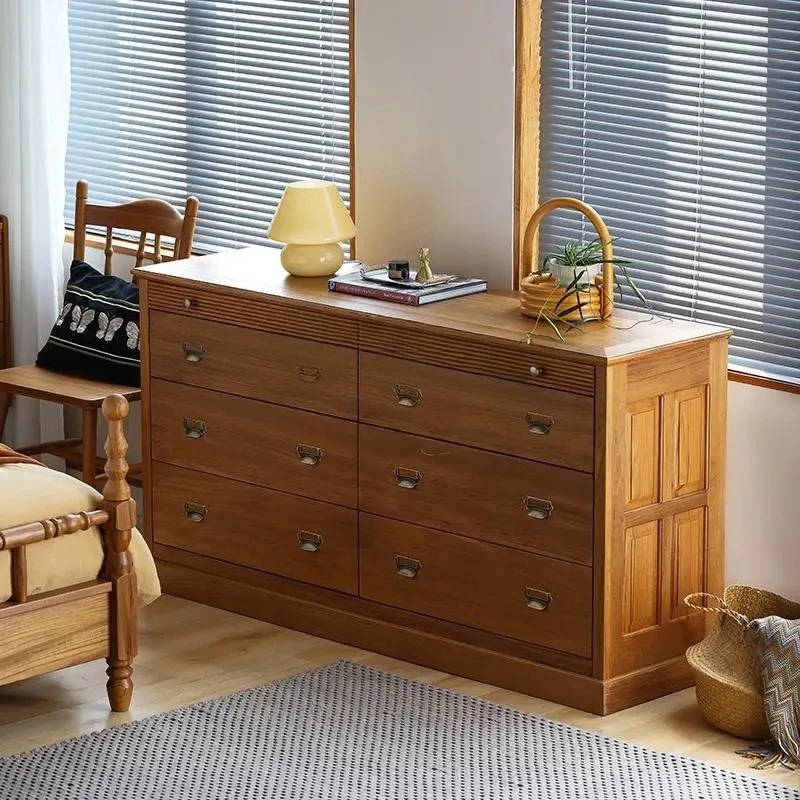 

Old teak bedroom eight-bucket cabinet full solid wood locker large capacity drawer storage cabinet