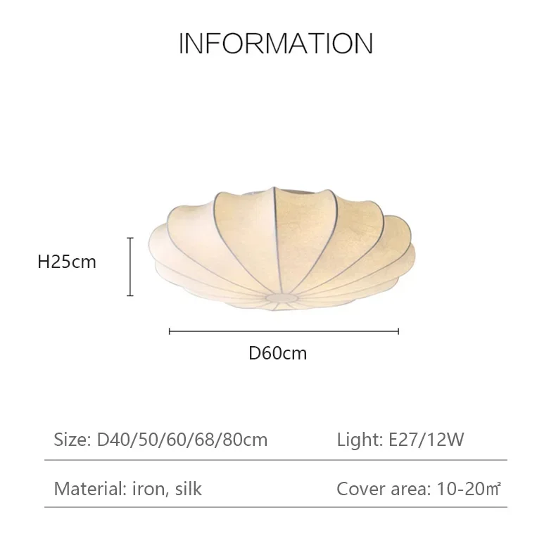 Nordic Silk E27 LED Ceiling Light Minimalism White