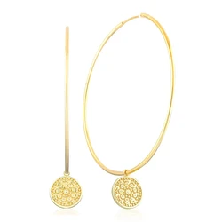 Personality Geometric Round Coin Pendant Hoop Earrings 925 Silver Ear Buckle Hypoallergenic Ear Jewelry For Women Girl Gifts