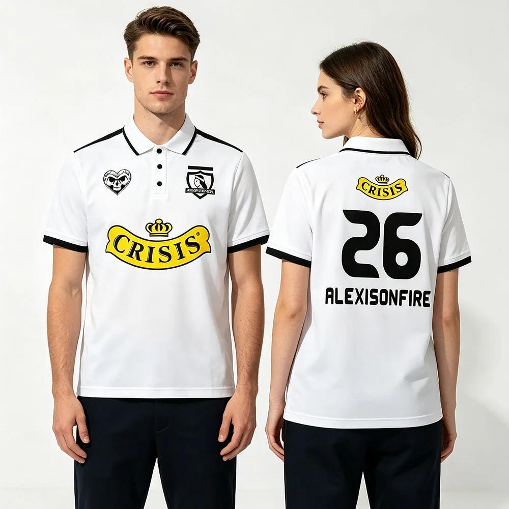 Unisex Alexisonfire Crisis 26 Print Polo Shirt Men Women Short Sleeve Lapel Collar T-Shirt Hip Hop Streetwear Band Casual Tops