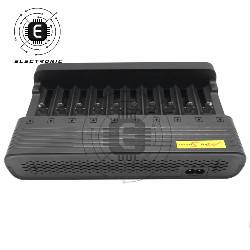 Independent Slot EU US Plug Charger Compact 10-Slot Battery Charger 3.7/4.2V 14500 16340 18650 Li-ion Rechargeable Battery