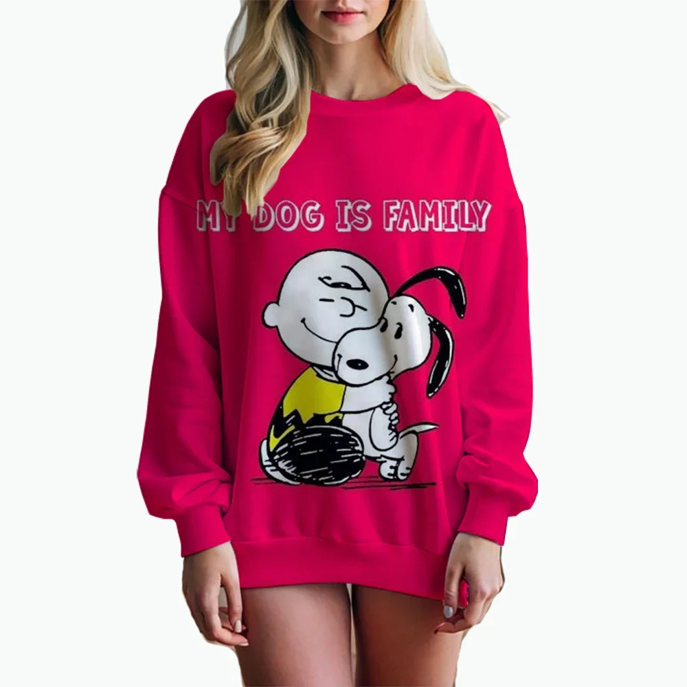 Snoopy Cartoon Anime Women's Hoodie Autumn Winter Edition Women's Round Neck Hoodie 2025 New Fashion Couple round neck pullover