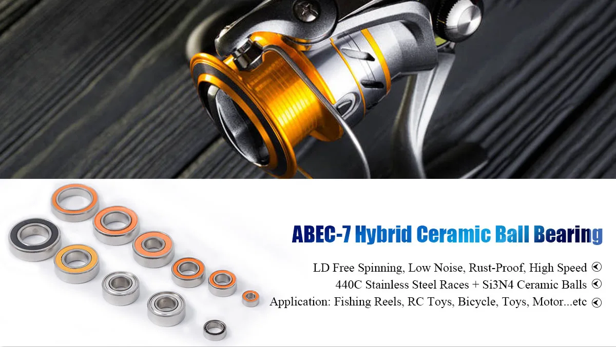 10 Stück SR2C 2OS ABEC7 Edelstahl-Hybrid-Keramiklager 3,175x9,525x3,97 R2 SR2 RS 2RS Angelrollenlager 1/8 x 3/8 x 5/32 – Detail 1