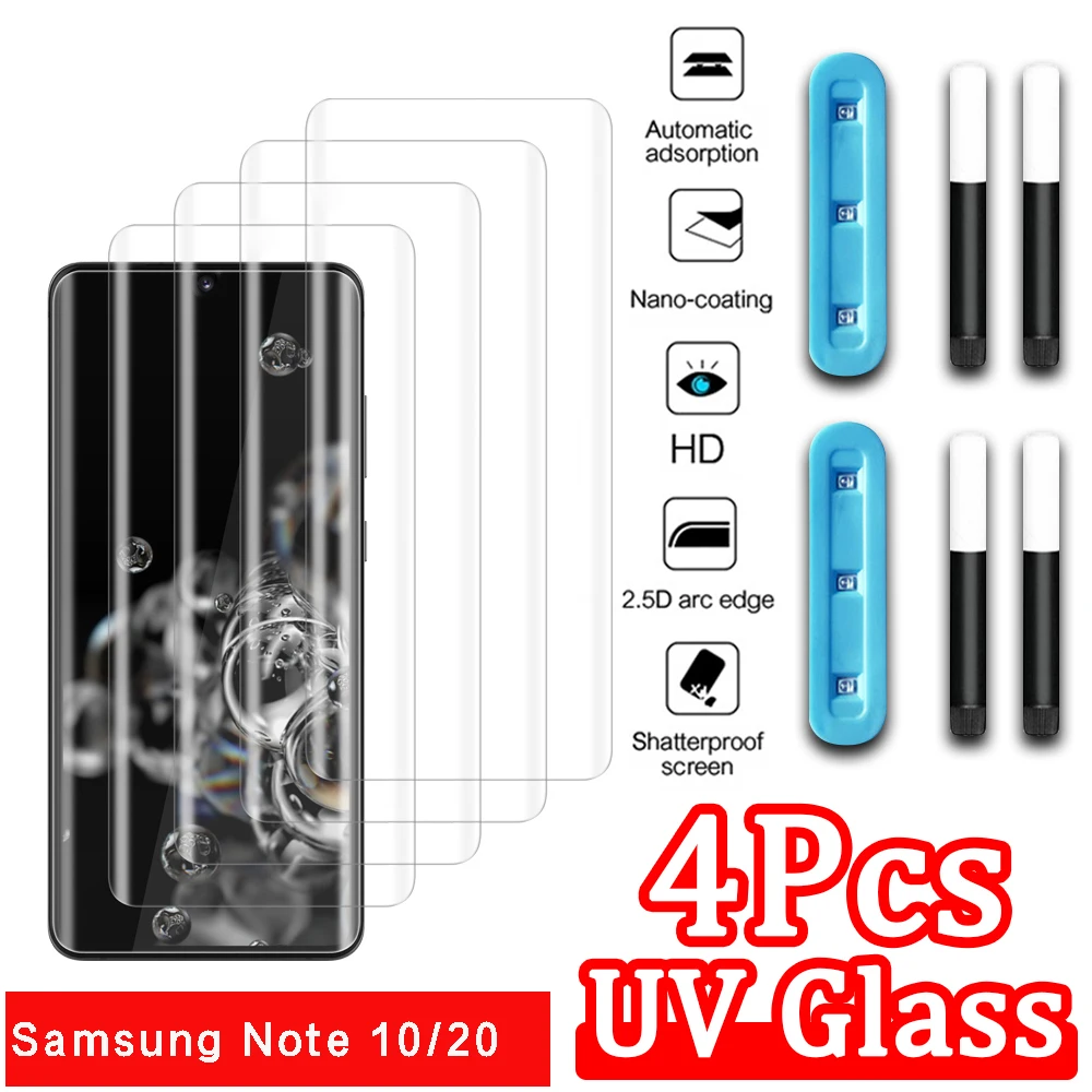 4Pcs UV Tempered Glass For Samsung Galaxy Note 10 20 Plus Screen Protector For Glaxy Note 20 10 Ultra