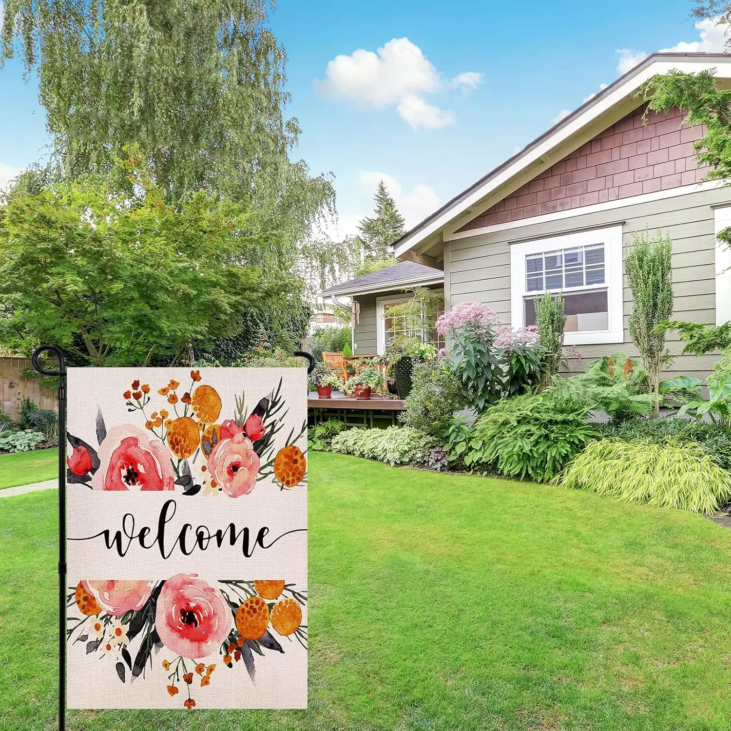 Watercolor Spring Floral Garden Flag 12.5x18 Inch Double Sided Outside, Summer Floral Welcome Yard Outdoor Flag IIK AAL HHM  yyi