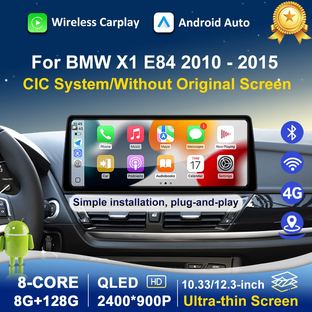 GPS Navi для BMW X1 E84 2010-2015 CIC Система/без оригинального экрана Беспроводной Carplay Android Auto QLED Экран WiFi 4G BT DSP