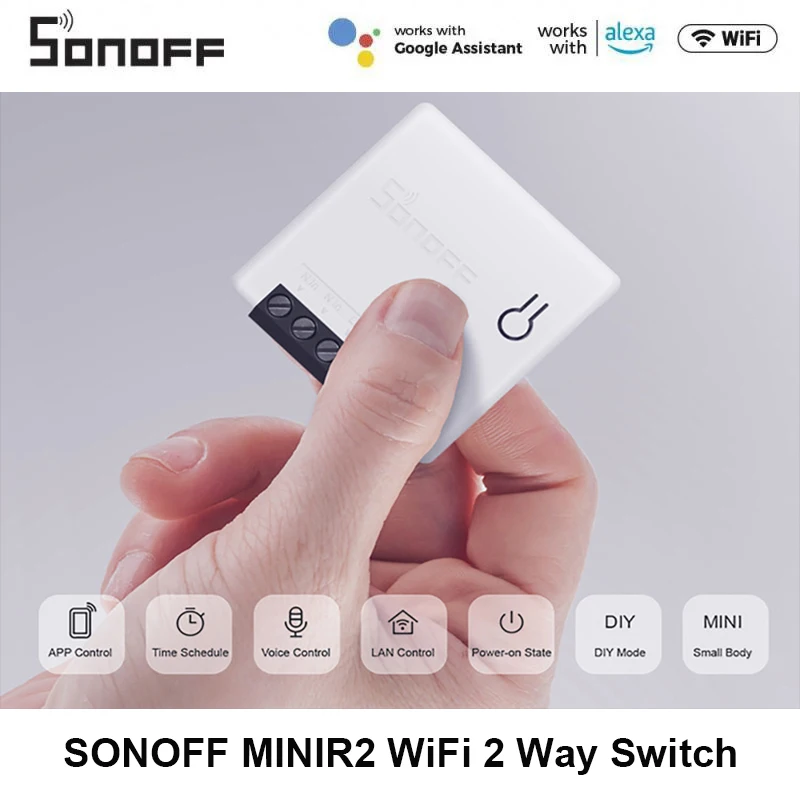 

Умный переключатель SONOFF MINI R2, двухсторонний переключатель, модуль переключения Wi-Fi через E-WeLink APP, работает с Alexa Google Home