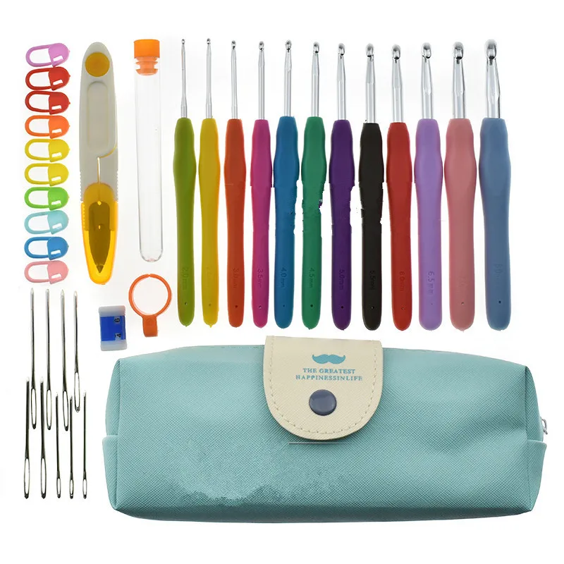 30/35/41Pcs Crochet Hooks Set with Storage Bag Knitting Needles Set DIY Needle Arts Craft Scissors Stitch Markers Sewing Tools