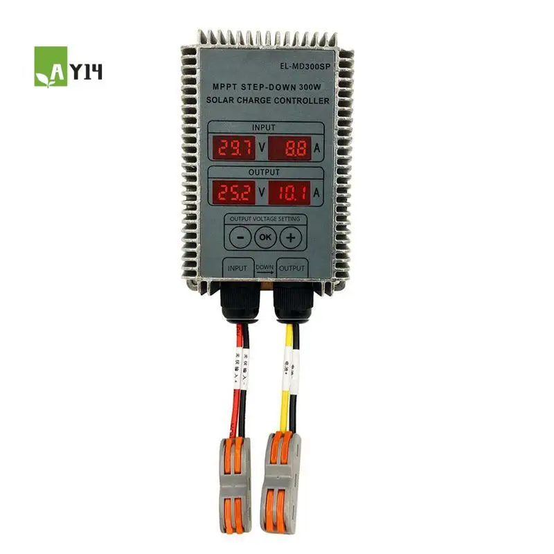 AY14 -300W MPPT Solar Charge Controller 10-30V Adjustable Voltage Controller Real-Time Monitoring Output Voltage Controller