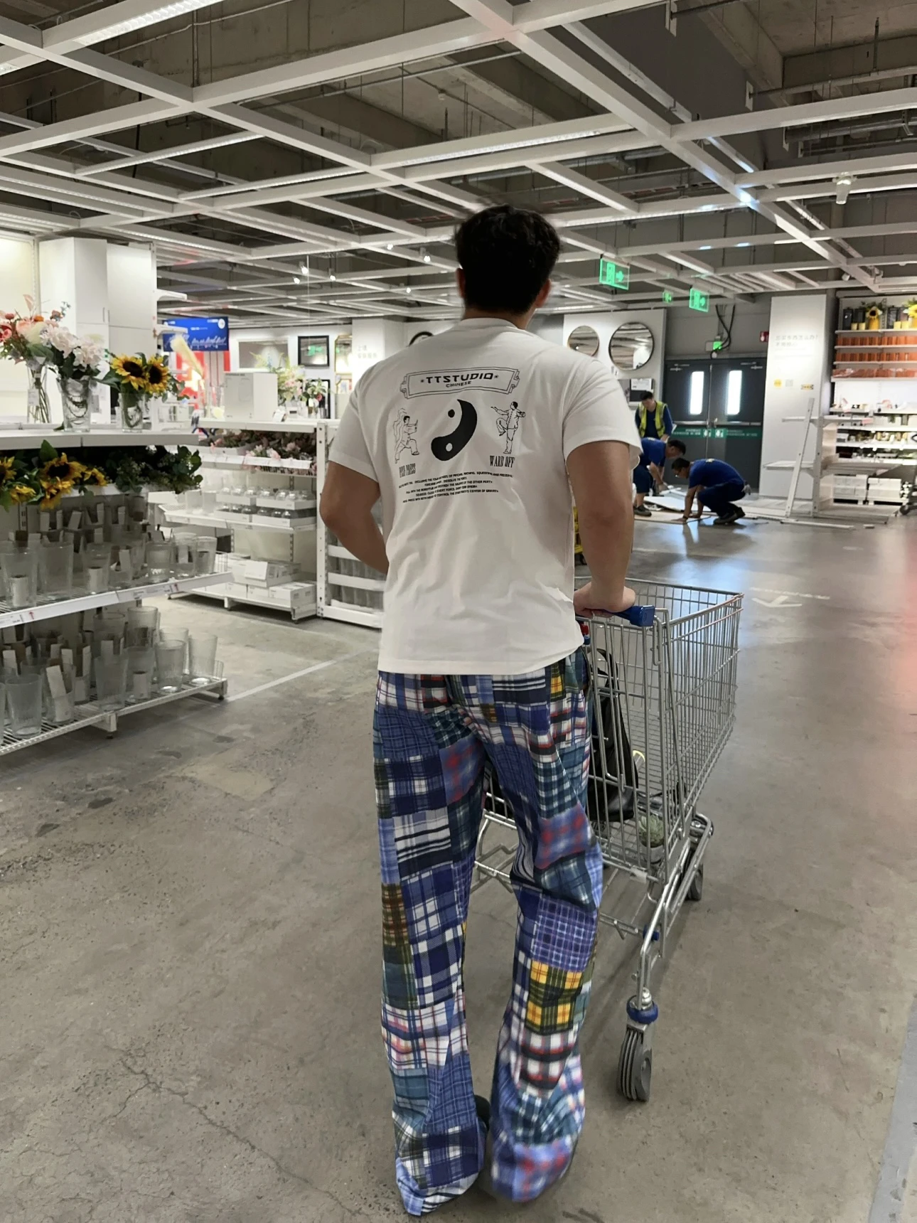 

American Retro Street Sle Pleated Dstring Elastic Trousers Men Women Four Seasons Match Lazy Plaid Pants Casual Pants