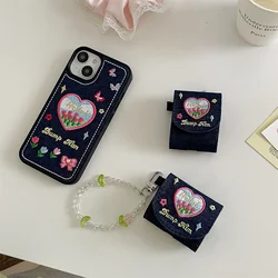 Cute Denim Earphone Bag Case For Apple AirPods Pro 2nd gen Protector Cover Headset Box Cases For Air pods 1 2 3 Silicone Funda