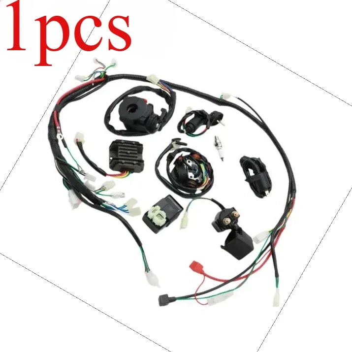 Kit completo de arnés de cableado para GY6, motor de cuatro ruedas de 4 tiempos, tipo 125cc, 150cc, Scooter, ATV, transporte en la playa