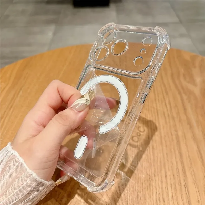 Luxuriöse Magnetische Kabellose Ladehülle für Magsafe für iPhone 18 Pro Max 17 16 15 14 13 12 Plus Stoßfeste Transparente Rückabdeckung – Detail 3