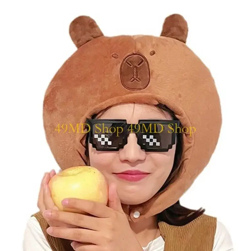 

49MD Funny Hat for Adult Kids 3D Cartoon Animal Plush Hat Winter Warm Headgear Cap Party Accessories Stage Props