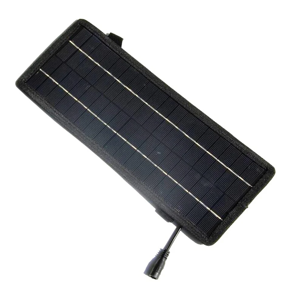 1Pc Black 12V 5W Solar Car Battery Charger Monocrystalline Panel With Connector For RV Boat Vehicle Outdoor Energy Supplies