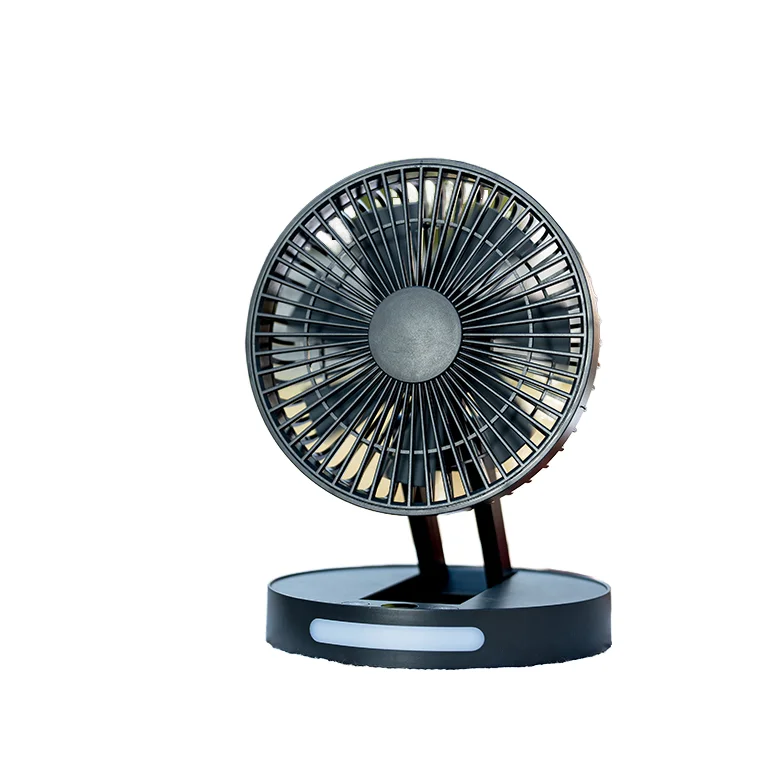 مروحة سطح مكتب هادئة قابلة للطي عالية السعة مع إضاءة ليلية وشاشة رقمية لتدفق هواء قوي