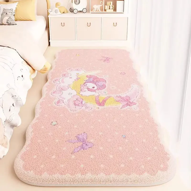 Sweet Hello Kitty My Melody Anime Kawaii MINISO Bed Mat Cute Kuromi Bedroom Children Coffee Table Rug Foot Cushion Gifts Toys