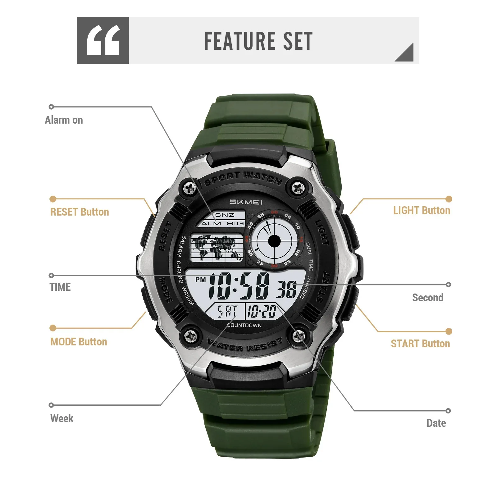 توفير الوقت ساعة يد كرونو الرياضية الإلكترونية للطلاب SKMEI 2517 #6