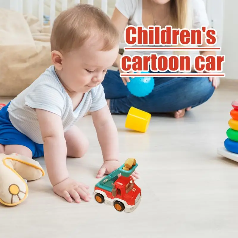 Kids Construction Car Toy Cartoon Toy Car With Music And Light Multiple Movable Joints Inertia Pull Back Car For Imaginative Pla