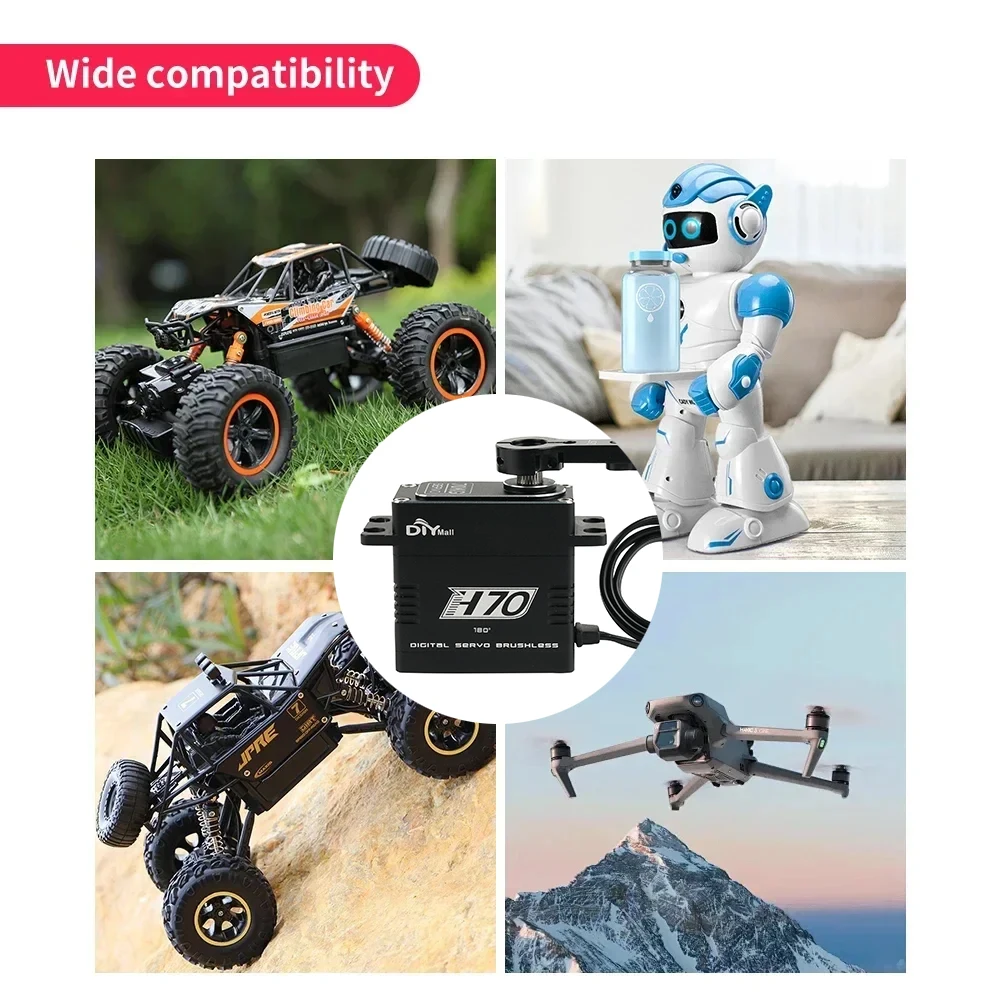 H70 70kg.cm HV Servo sin escobillas 7,4-12V 180 grados IP68 caja de aluminio impermeable para Robot submarino 1/5 oruga