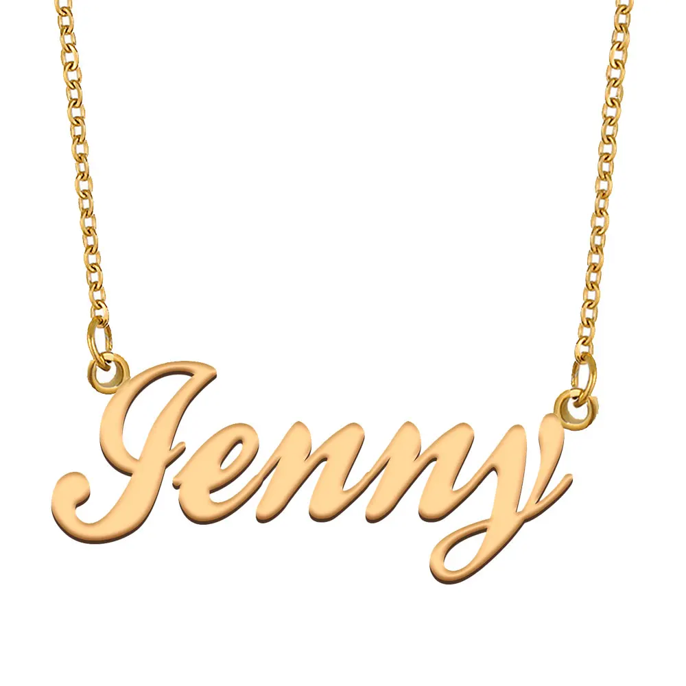 Jenny Name Necklace for Women Stainless Steel Jewelry Gold Plated Nameplate Pendant Femme Mothers Girlfriend Gift