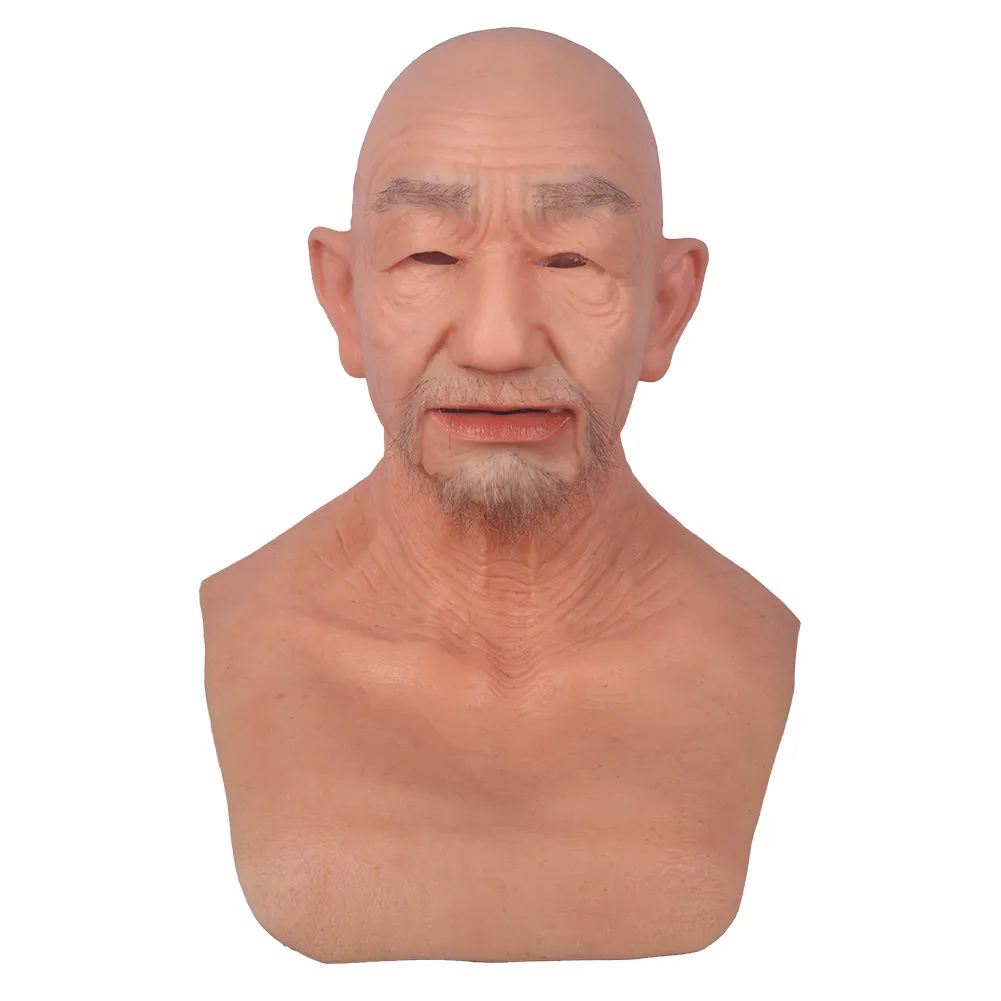 

Silicone Old Man Mask Realistic Silicone Full Head Face Mask Party Prop Cosplay Male Hood Headwear for Halloween Cosplay