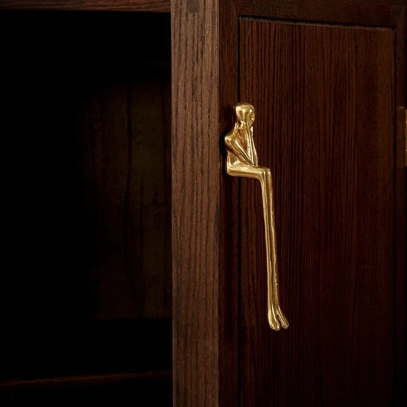 Little Golden Man Brass Handle Cabinet Pulls Cabinet Door Knocker Drawer Handle Drawer Knobs Golden Metal Decorative Handles