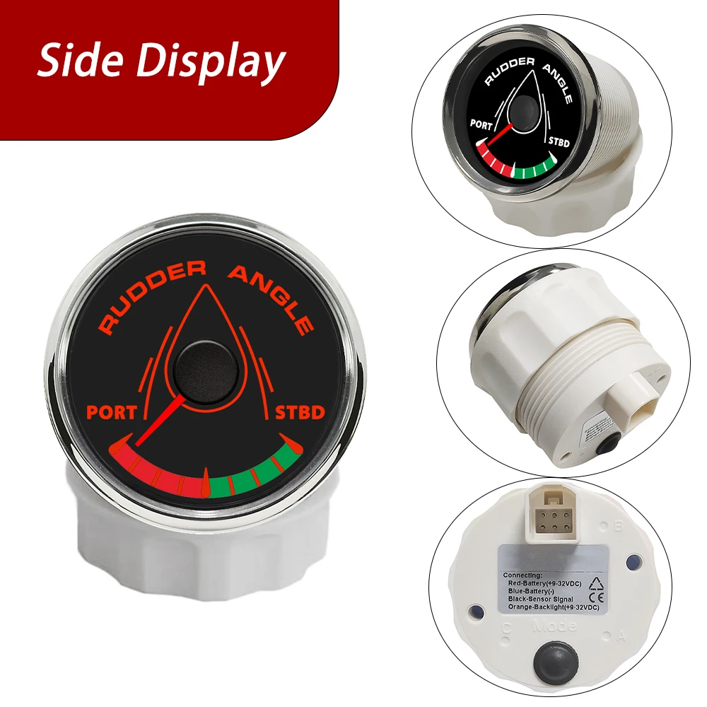 Popular Marine 52mm Rudder Angle Gauge Indicator Meter 0-190ohm with 8 Colors Backlight for Boat Yacht Vessel 9-32V