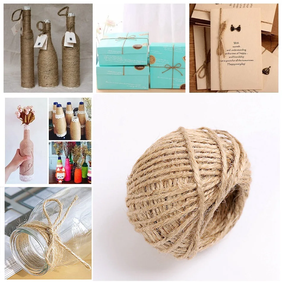 Cuerda de yute Natural de 30 metros, cordel de cáñamo, cinta de arpillera para decoración del hogar y boda, regalo artesanal, envoltura de fiesta de